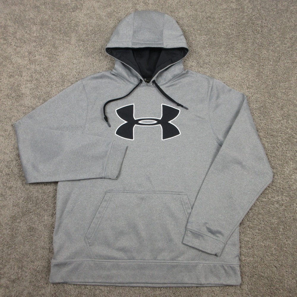 Under Armour Sweater Mens Large Gray Storm Fleece Pullover Hoodie Sweatshirt EUC